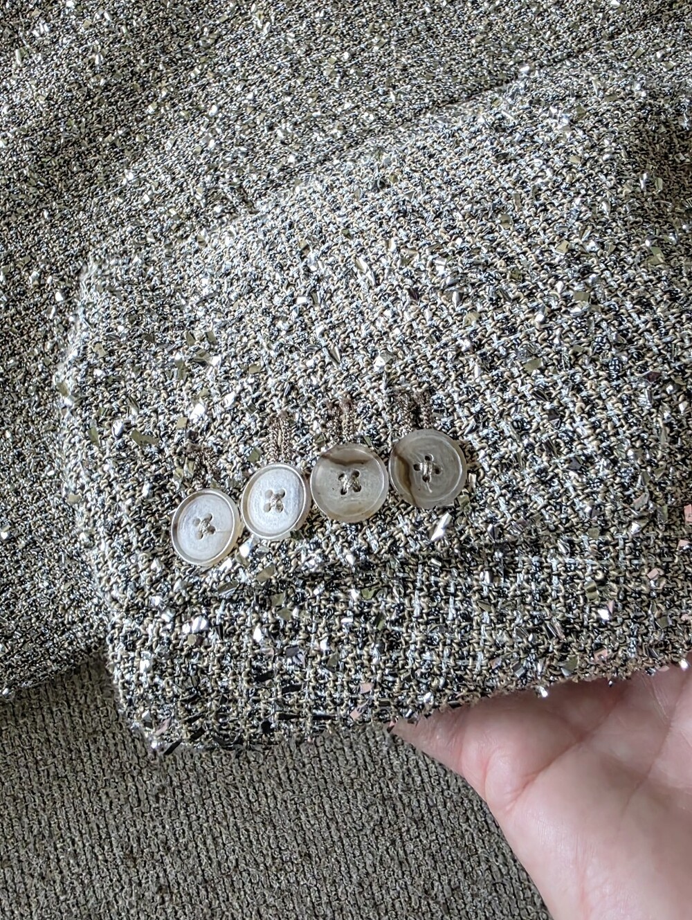Banana Republic Coleta Tinsel Tweed Blazer Tan Ivory - Picture 5 of 8